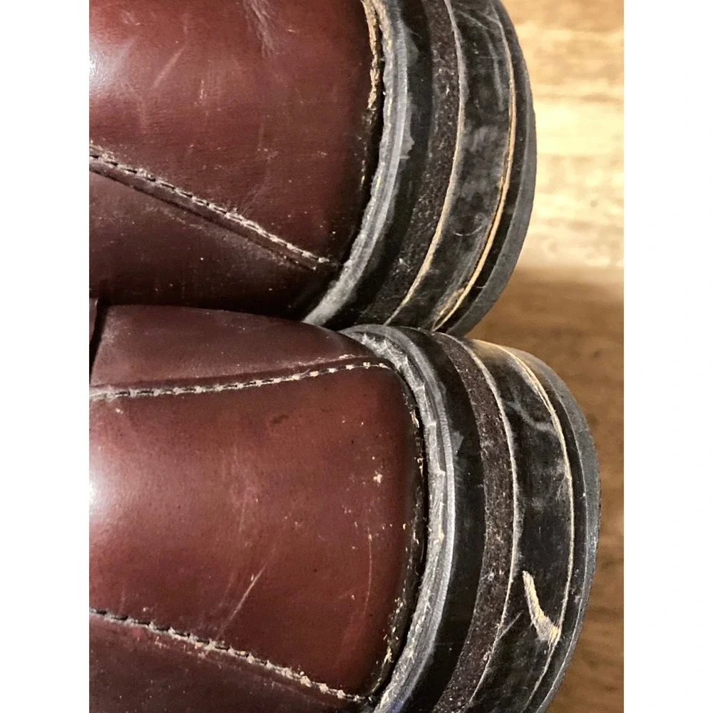 Tommy Hilfiger Mens Leather Loafers Burgundy Brown Size 8‎ M